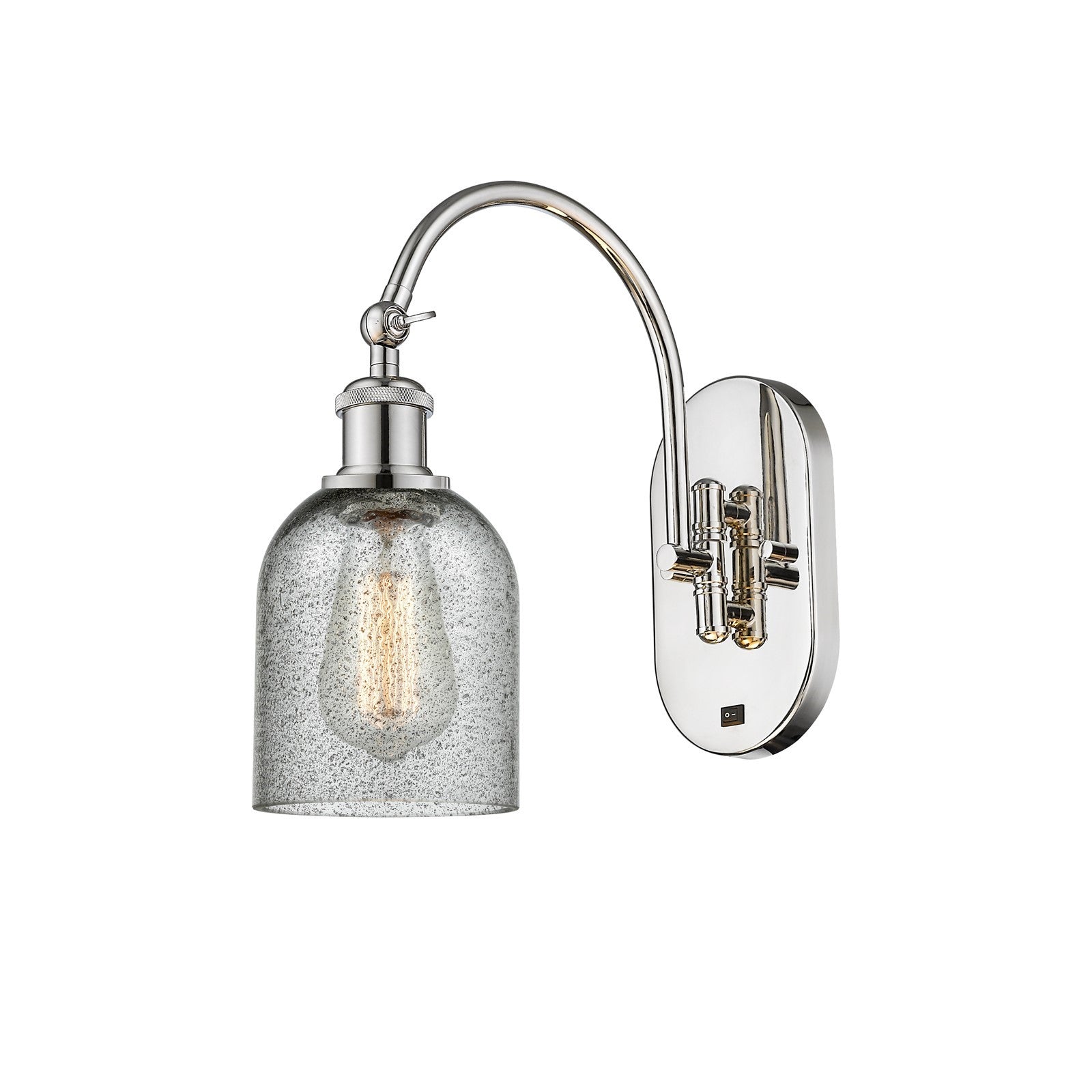Innovations Caledonia 5in 1-Light Wall Sconce | Industrial Polished Nickel and Charcoal Glass | Living Room & Hallway Accent Light | Model 918-1W-PN-G257