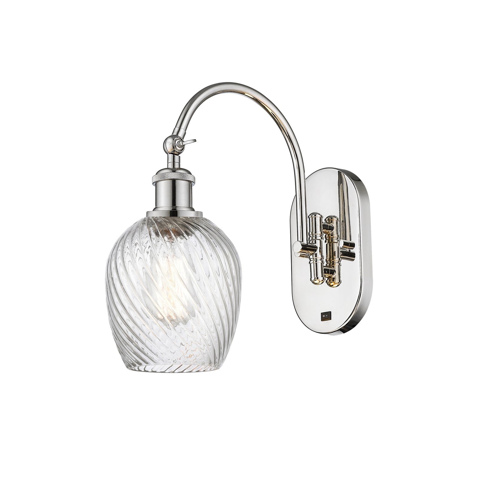 Innovations Salina 5.75in 1-Light Wall Sconce | Industrial Polished Nickel and Clear Spiral Fluted Glass | Bedroom & Hallway Accent | Model 918-1W-PN-G292