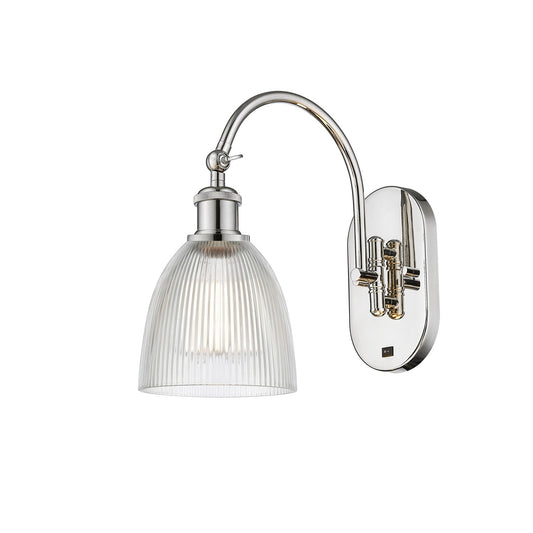 Innovations Castile 6in 1-Light Wall Sconce | Industrial Polished Nickel and Clear Glass | Bedroom & Hallway Accent | 6 x 13 in | Model 918-1W-PN-G382