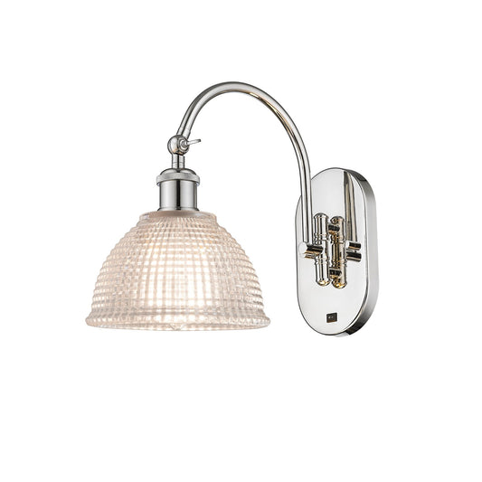 Innovations Arietta 8in 1-Light Wall Sconce | Industrial Polished Nickel Steel and Clear Glass | Living Room & Hallway Accent | Model 918-1W-PN-G422