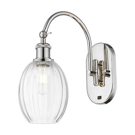 Innovations Preston Bulb 1-Light Wall Sconce | Industrial Polished Nickel Steel and Clear Globe Glass | Hallway & Bathroom | Model 918-1W-PN-G459-6CL