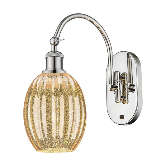 Innovations Preston Bulb 1-Light Wall Sconce | Industrial Polished Nickel Steel and Mercury Globe Glass | Hallway & Bathroom | Model 918-1W-PN-G459-6ME