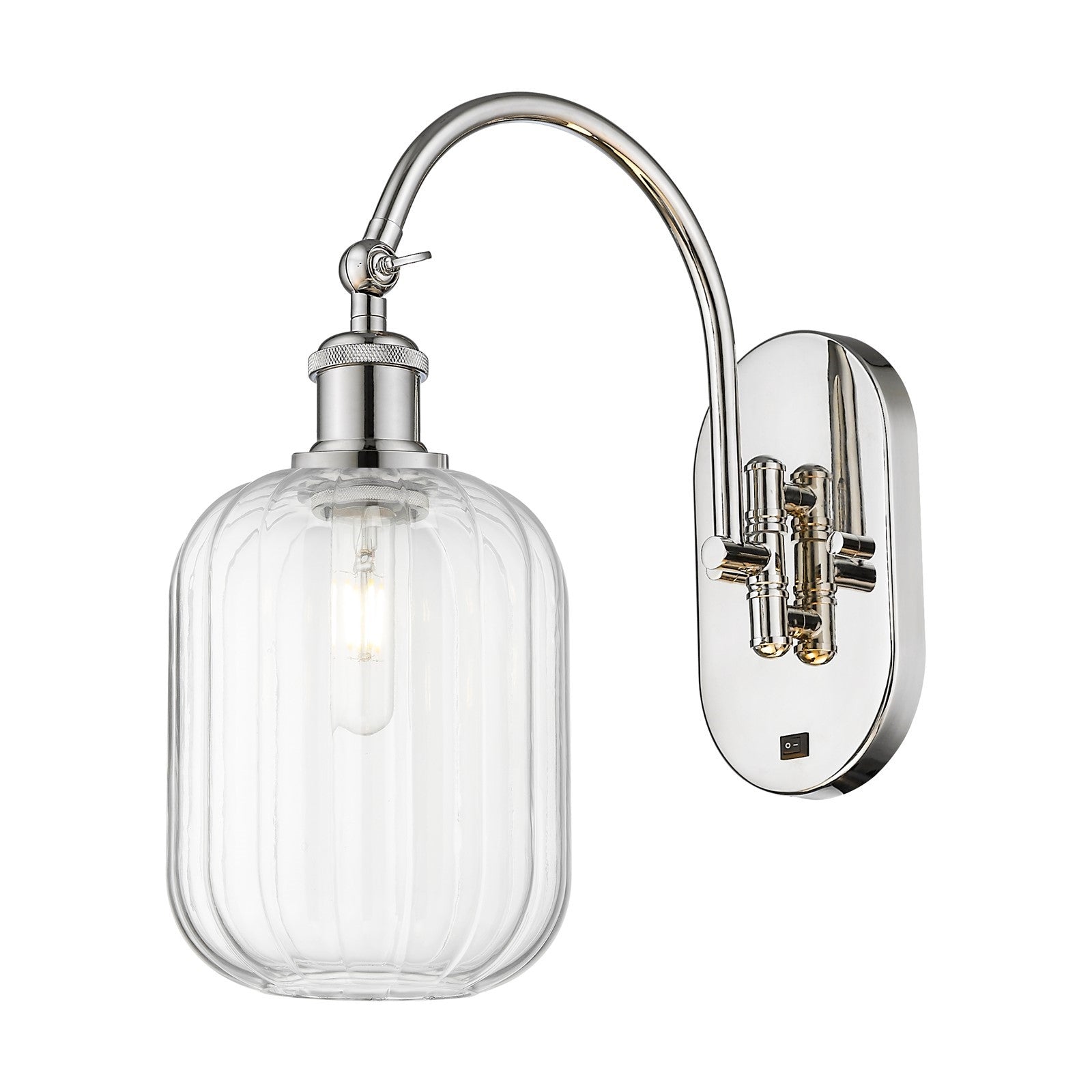 Innovations Preston Cylinder 6.75in 1-Light Wall Sconce | Industrial Polished Nickel and Clear Glass | Hallway & Bathroom | Model 918-1W-PN-G460-7CL