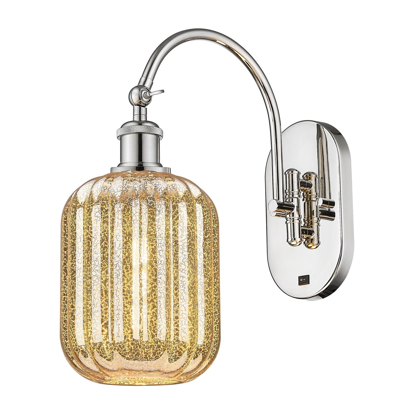 Innovations Preston Cylinder 6.75in 1-Light Wall Sconce | Industrial Polished Nickel and Mercury Glass | Hallway & Bathroom | Model 918-1W-PN-G460-7ME