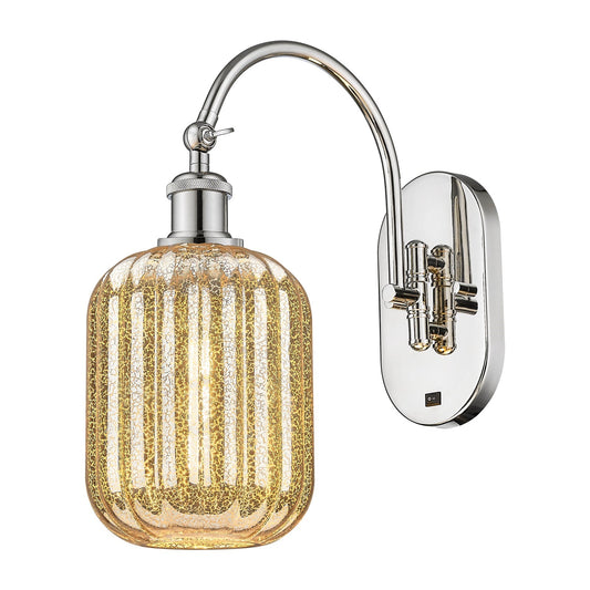 Innovations Preston Cylinder 6.75in 1-Light Wall Sconce | Industrial Polished Nickel and Mercury Glass | Hallway & Bathroom | Model 918-1W-PN-G460-7ME