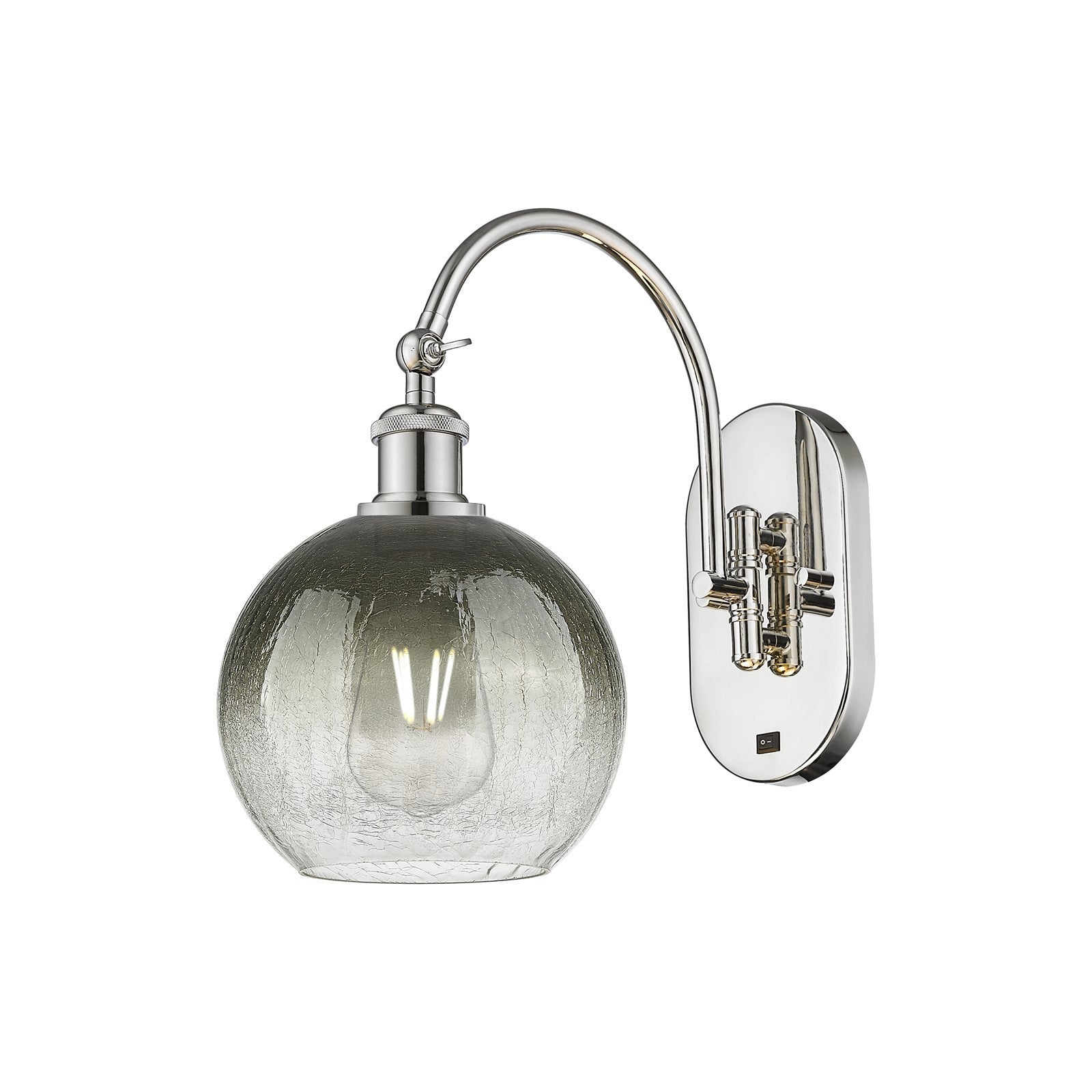 Innovations Brookhaven Globe 8in 1-Light Wall Sconce | Industrial Polished Nickel and Slate Glass | Bathroom & Hallway Accent | Model 918-1W-PN-G483-8SL