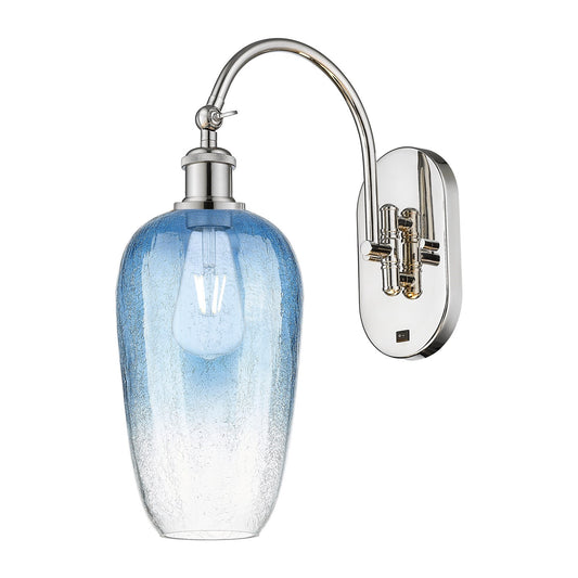 Innovations Brookhaven Flute 7in 1-Light Wall Sconce | Industrial Polished Nickel and Sapphire Blue Glass | Bedroom & Hallway | Model 918-1W-PN-G484-7SB