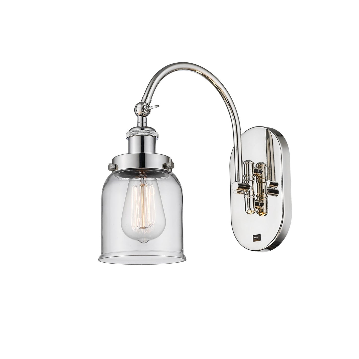 Innovations Bell 5in 1-Light Swing Arm Wall Sconce | Industrial Polished Nickel and Clear Glass | Bedroom & Living Room Reading | Model 918-1W-PN-G52