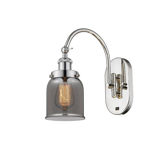 Innovations Bell 5in 1-Light Swing Arm Wall Sconce | Industrial Polished Nickel and Light Smoke Glass | Bedroom & Living Room | Model 918-1W-PN-G53