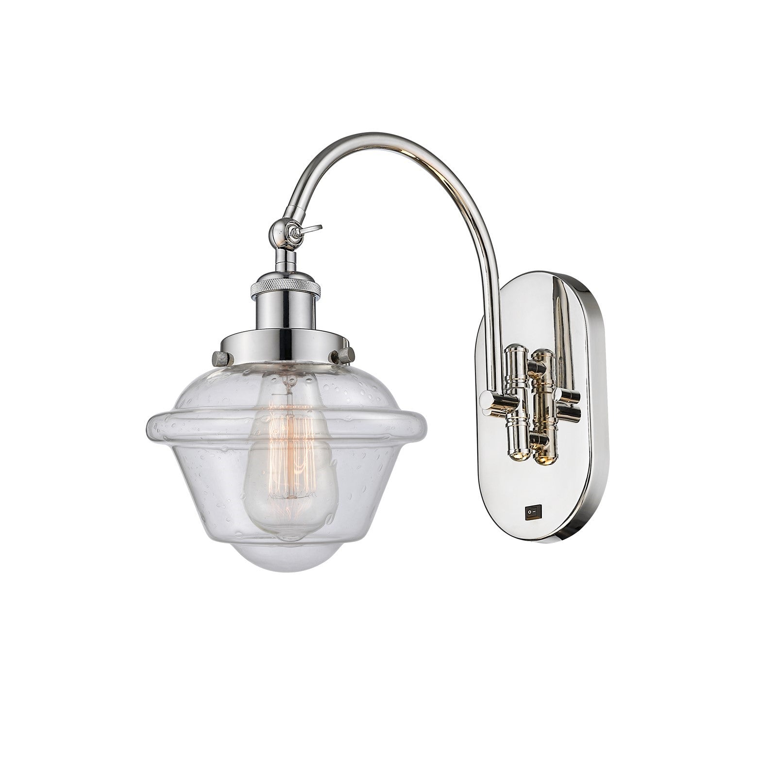 Innovations Oxford 7.5in 1-Light Swing Arm Lamp | Traditional Polished Nickel and Seedy Glass | Bedroom & Living Room Reading Light | Model 918-1W-PN-G534