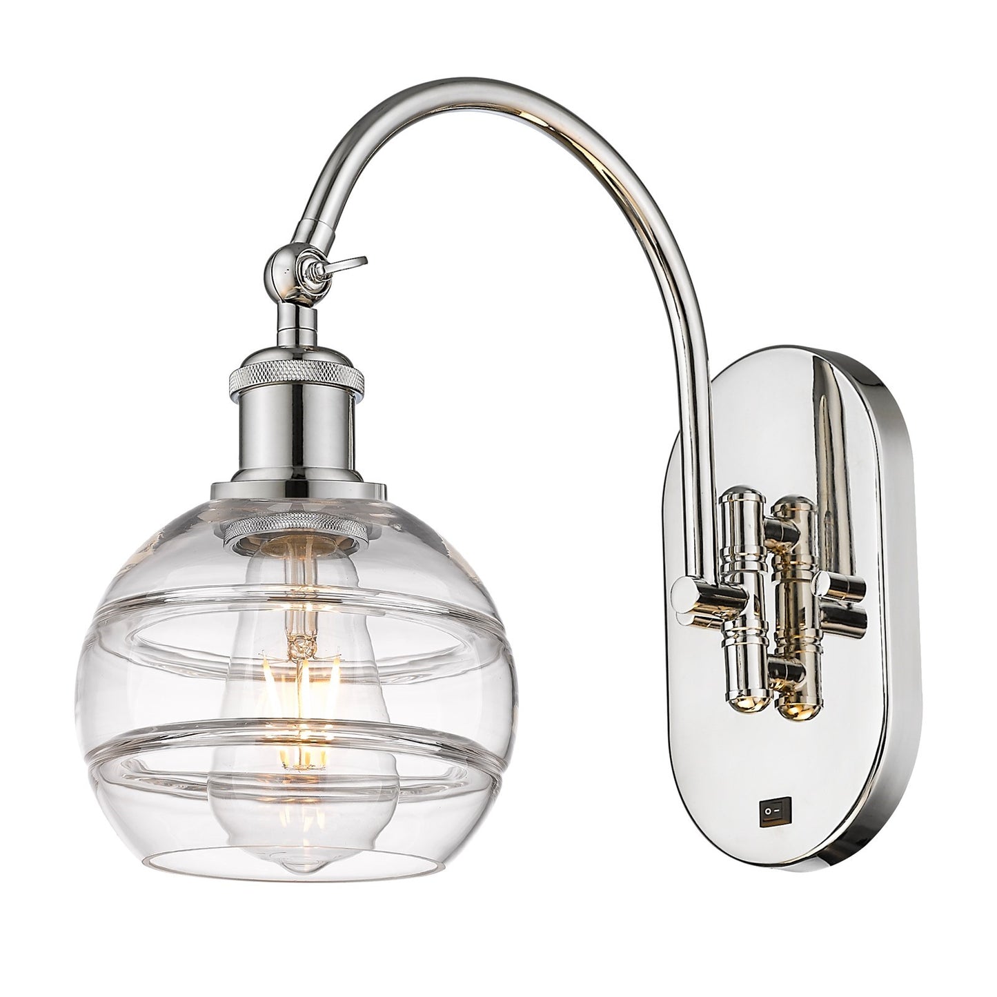 Innovations Rochester 6in 1-Light Wall Sconce | Industrial Polished Nickel Steel and Clear Glass | Hallway & Bathroom Accent | Model 918-1W-PN-G556-6CL