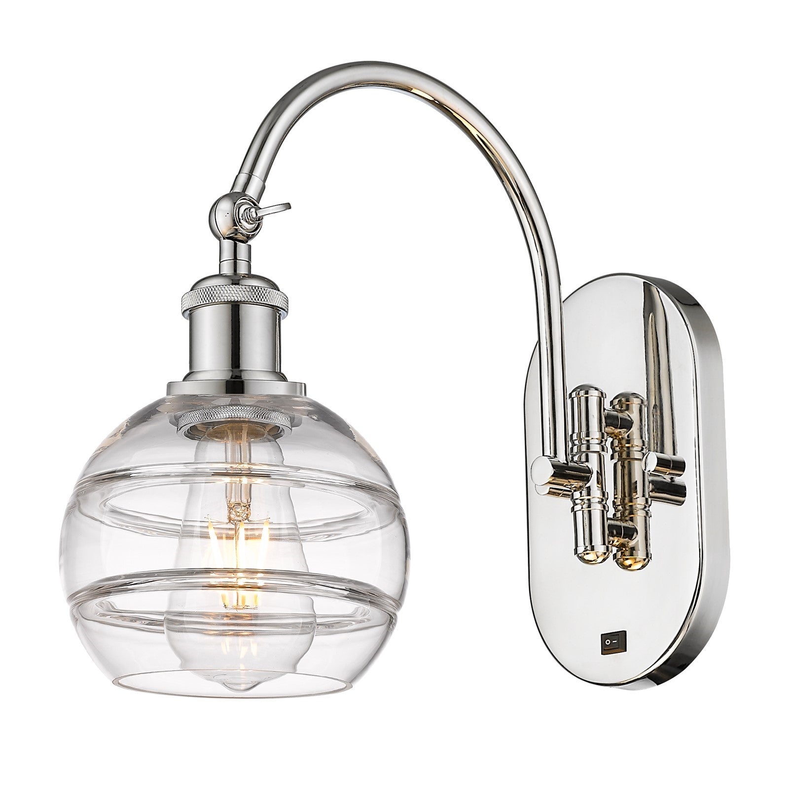 Innovations Rochester 6in 1-Light Wall Sconce | Industrial Polished Nickel Steel and Clear Glass | Hallway & Bathroom Accent | Model 918-1W-PN-G556-6CL