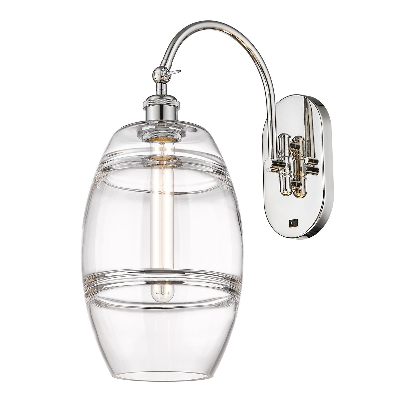 Innovations Vaz 8in 1-Light Wall Sconce | Industrial Polished Nickel Steel and Clear Glass | Bedroom & Hallway Accent | Model 918-1W-PN-G557-8CL