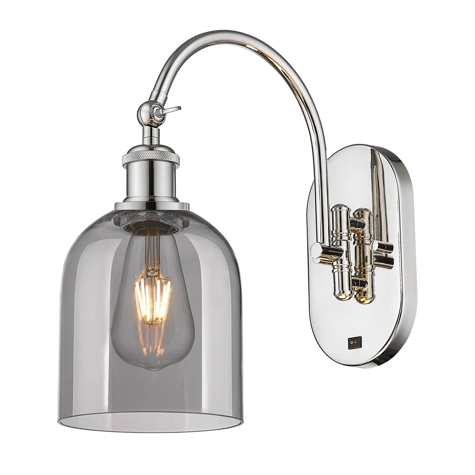 Innovations Bella 5.5in 1-Light Wall Sconce | Industrial Polished Nickel and Light Smoke Glass | Bedroom & Hallway Accent | Model 918-1W-PN-G558-6SM