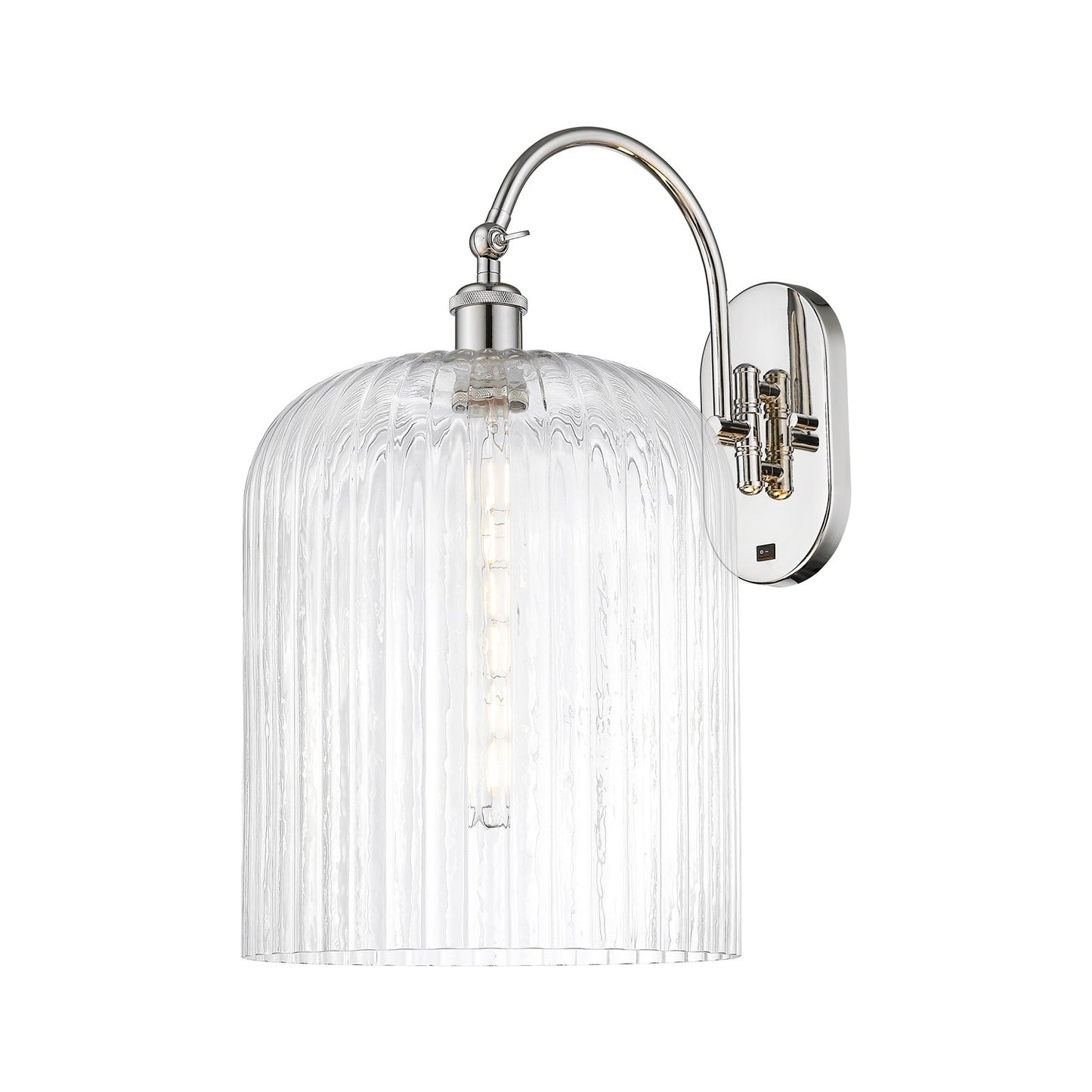 Innovations Bridal Veil 12in 1-Light Wall Sconce | Industrial Polished Nickel and Clear Ribbed Glass | Bathroom & Hallway | Model 918-1W-PN-G559-12CL