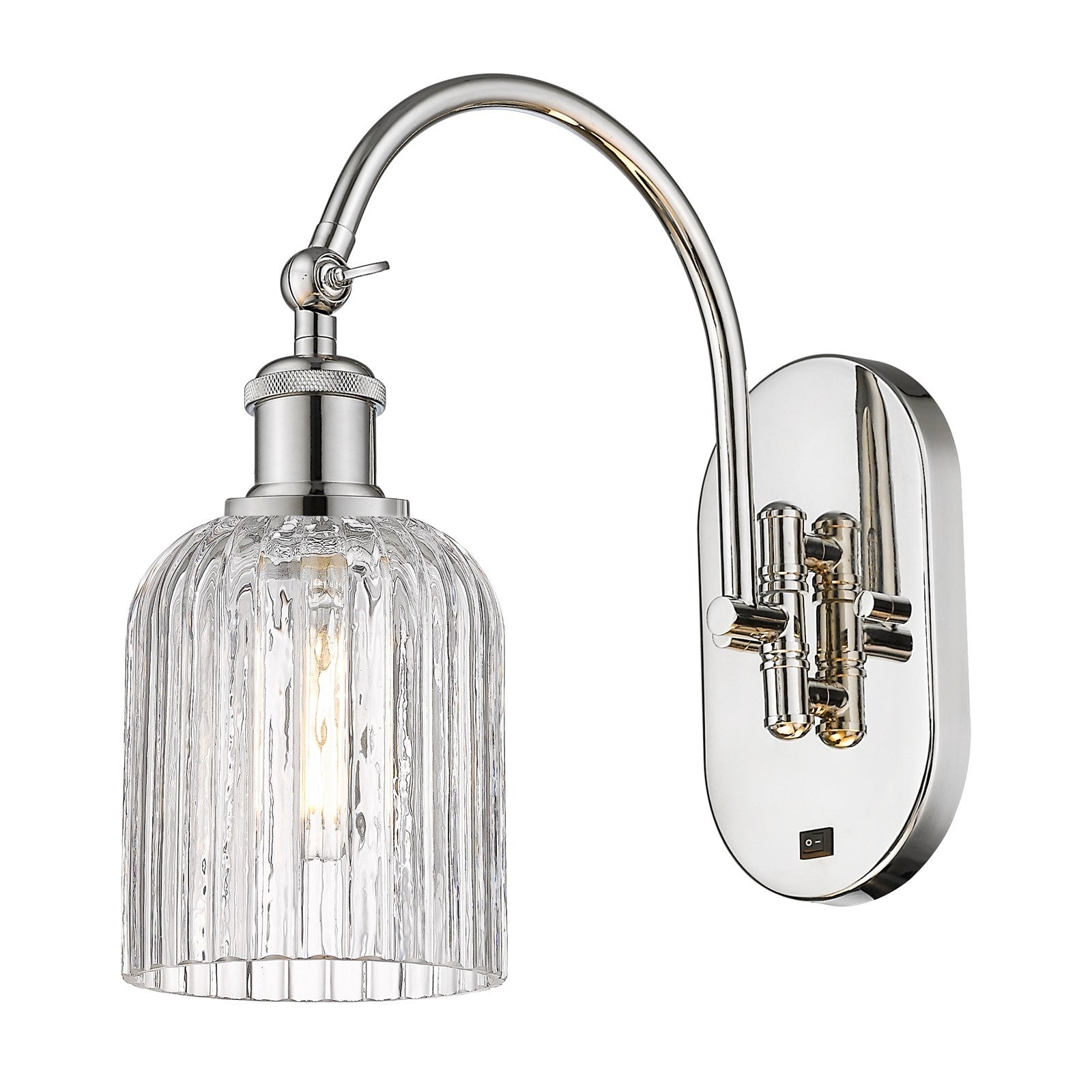 Innovations Bridal Veil 5in 1-Light Wall Sconce | Industrial Polished Nickel and Clear Ribbed Glass | Bathroom & Hallway Accent | Model 918-1W-PN-G559-5CL