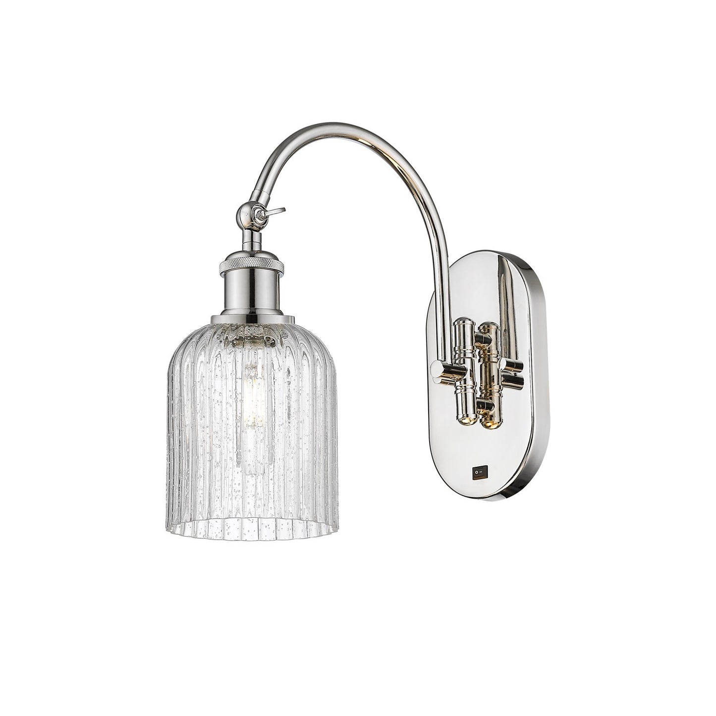 Innovations Bridal Veil 5in 1-Light Wall Sconce | Industrial Polished Nickel and Seedy Ribbed Glass | Bedroom & Hallway Accent | Model 918-1W-PN-G559-5SDY