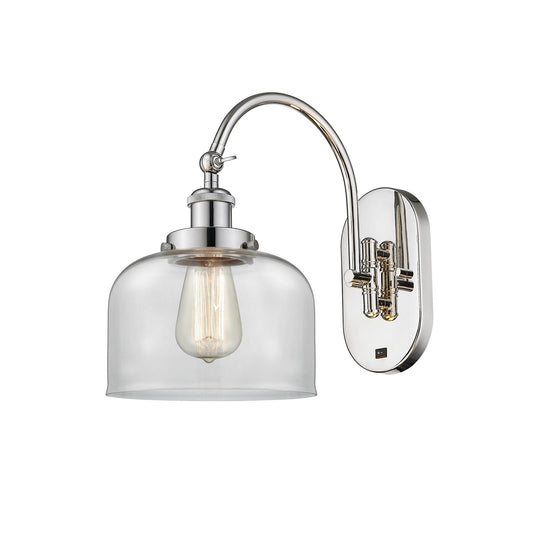 Innovations Bell 8in 1-Light Swing Arm Lamp | Industrial Polished Nickel Steel and Clear Glass | Bedroom & Living Room Reading Light | Model 918-1W-PN-G72