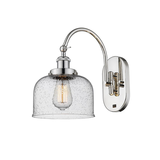 Innovations Bell 8in 1-Light Swing Arm Lamp | Industrial Polished Nickel Steel and Seedy Glass | Bedroom & Living Room Reading | Model 918-1W-PN-G74-LED