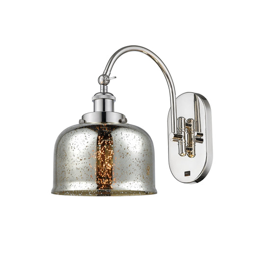 Innovations Bell 8in 1-Light Swing Arm Lamp | Industrial Polished Nickel Steel and Silver Plated Mercury Glass | Bedroom & Living | Model 918-1W-PN-G78