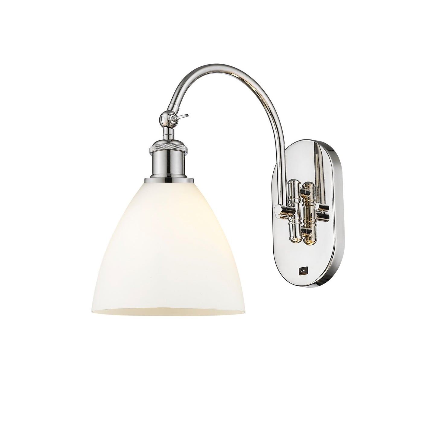 Innovations Bristol 7.5in 1-Light Wall Sconce | Industrial Polished Nickel and Matte White Glass | Bathroom & Hallway Accent | Model 918-1W-PN-GBD-751