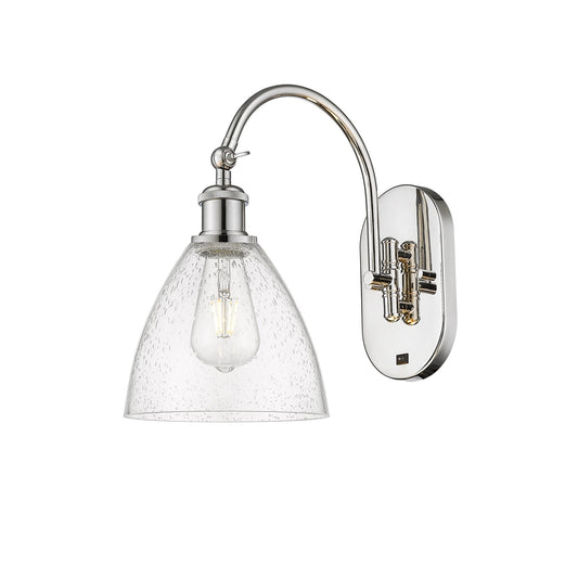 Innovations Bristol 7.5in 1-Light Wall Sconce | Industrial Polished Nickel and Seedy Glass | Bedroom & Hallway Accent | Model 918-1W-PN-GBD-754
