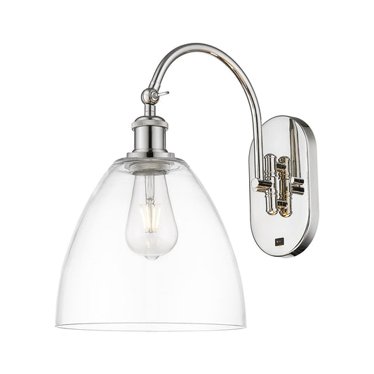 Innovations Bristol 9in 1-Light Wall Sconce | Industrial Polished Nickel and Clear Glass | Bedroom & Hallway Accent | 9 x 15.5 in | Model 918-1W-PN-GBD-92
