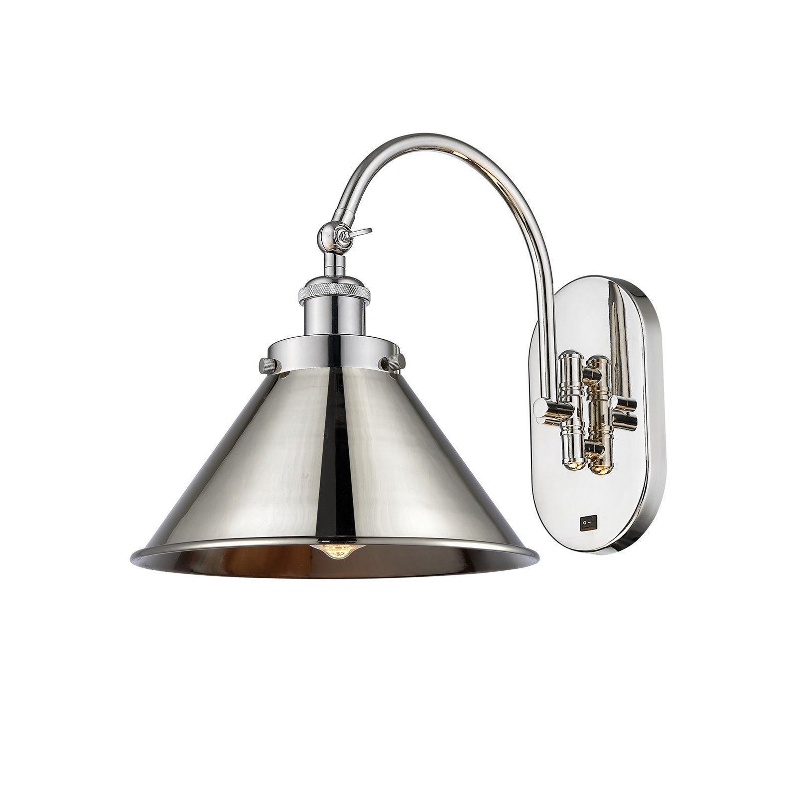Innovations Briarcliff 10in 1-Light Swing Arm Lamp with LED | Industrial Polished Nickel Steel and Cast Brass with Metal | Model 918-1W-PN-M10-PN-LED