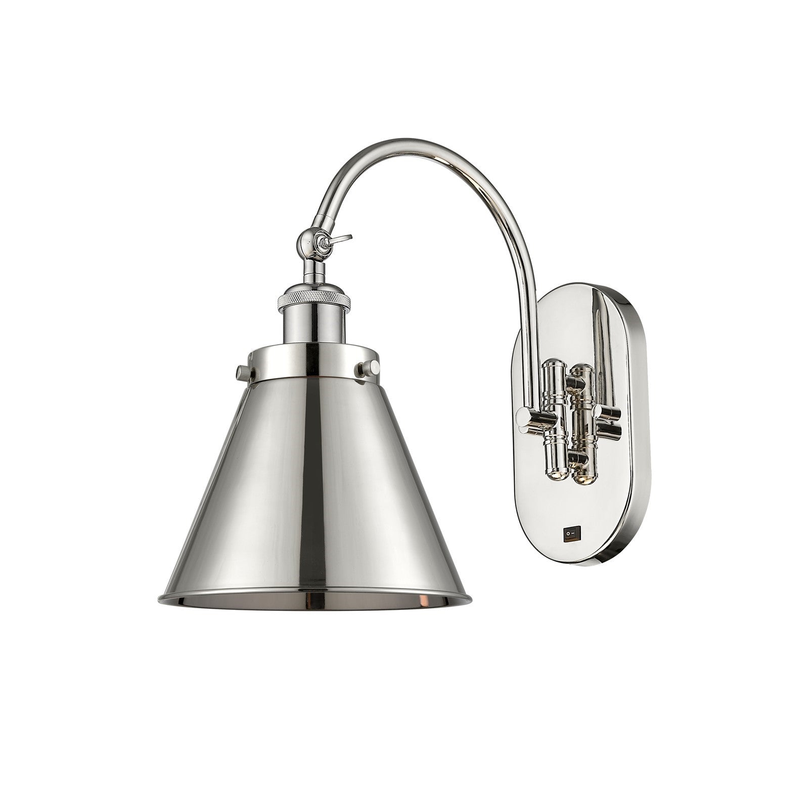 Innovations Appalachian 8in 1-Light LED Swing Arm Wall Sconce | Traditional Industrial Polished Nickel Steel and Cast Brass | Model 918-1W-PN-M13-PN-LED