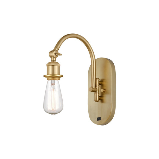 Innovations Halophane 4.5in 1-Light Swing Arm Sconce | Industrial Satin Gold Steel and Cast Brass | Bedroom Reading & Living Room Accent | Model 918-1W-SG