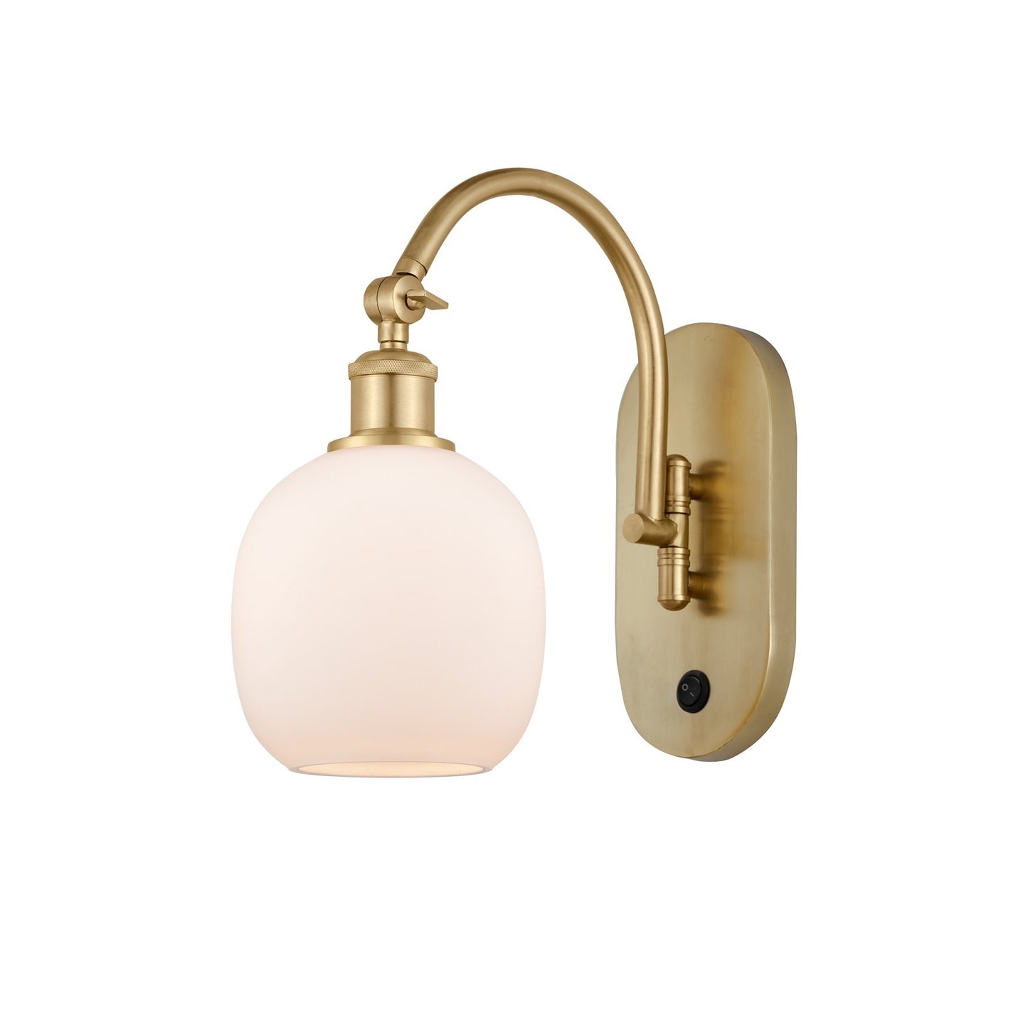 Innovations Belfast 6in 1-Light Wall Sconce | Industrial Satin Gold Steel and Matte White Glass | Bedroom & Hallway Accent Light | Model 918-1W-SG-G101