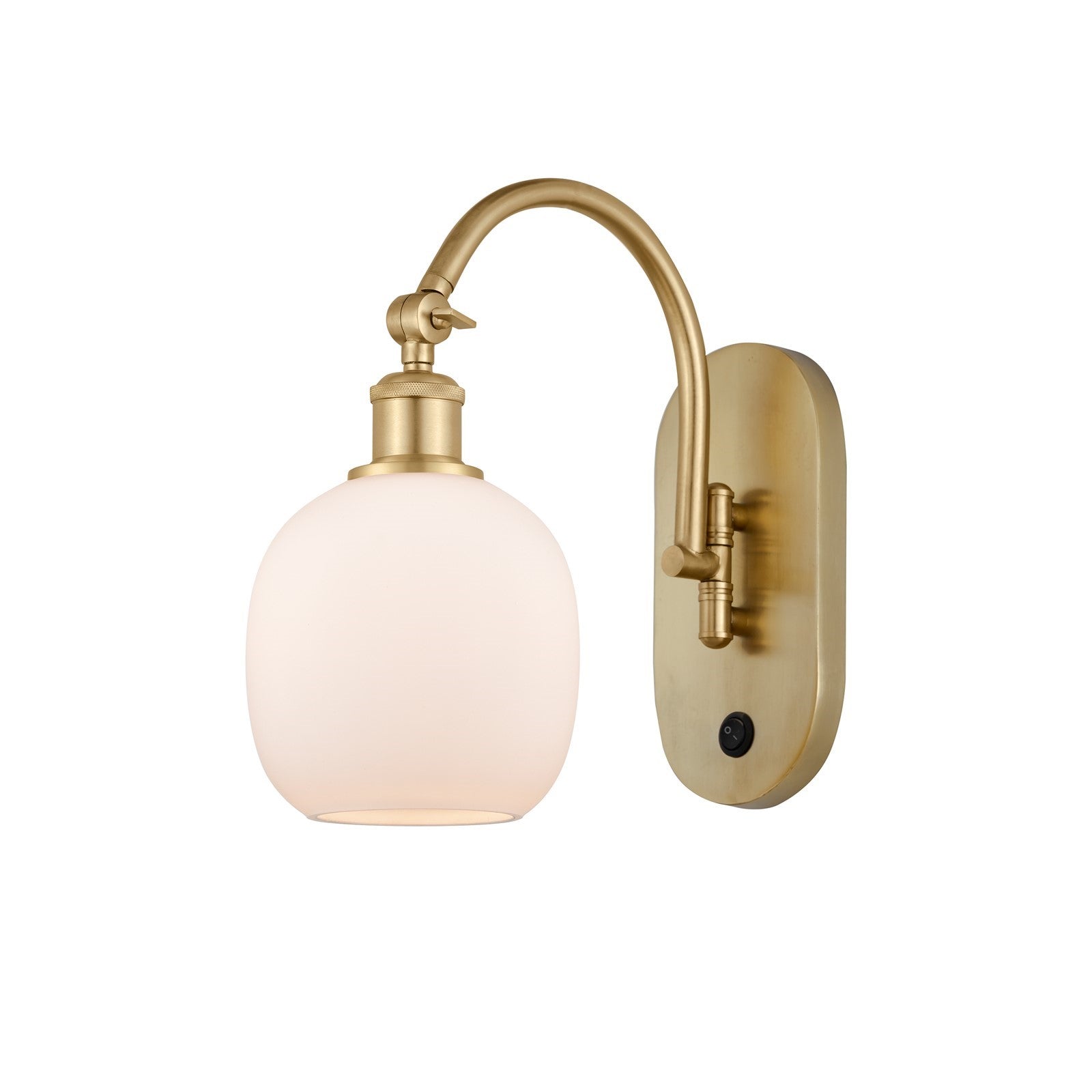 Innovations Belfast 6in 1-Light Wall Sconce | Industrial Satin Gold Steel and Matte White Glass | Bedroom & Hallway Accent Light | Model 918-1W-SG-G101