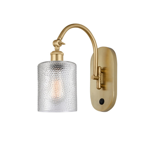 Innovations Cobbleskill 5in 1-Light Wall Sconce | Industrial Satin Gold Steel and Clear Glass | Bedroom & Hallway Accent | Model 918-1W-SG-G112