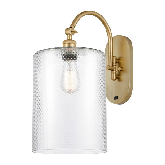 Innovations Cobbleskill 9in 1-Light Wall Sconce | Industrial Satin Gold Steel and Clear Glass | Bathroom & Hallway Accent | Model 918-1W-SG-G112-L