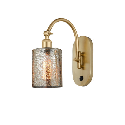 Innovations Cobbleskill 5in 1-Light Wall Sconce | Industrial Satin Gold Steel and Mercury Glass | Bathroom & Hallway Accent | Model 918-1W-SG-G116