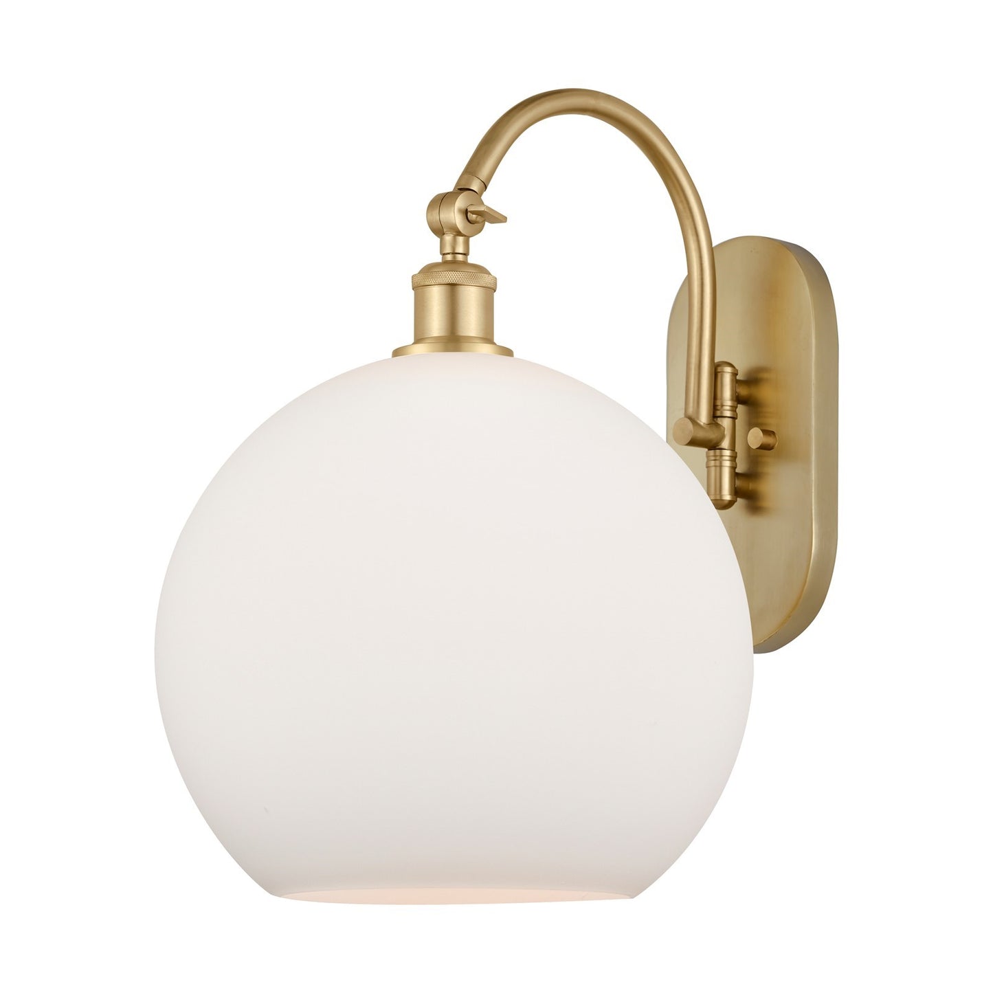 Innovations Athens 12in 1-Light Wall Sconce | Industrial Satin Gold Steel and Matte White Glass | Bathroom & Hallway Accent | Model 918-1W-SG-G121-12