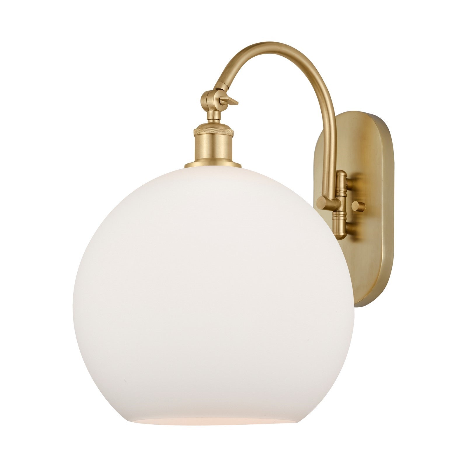 Innovations Athens 12in 1-Light Wall Sconce | Industrial Satin Gold Steel and Matte White Glass | Bathroom & Hallway Accent | Model 918-1W-SG-G121-12