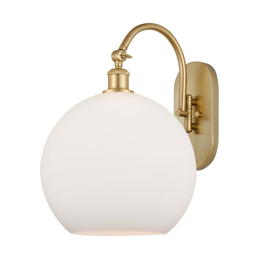 Innovations Athens 12in 1-Light Wall Sconce | Industrial Satin Gold Steel and Matte White Glass | Bathroom & Hallway Accent | Model 918-1W-SG-G121-12