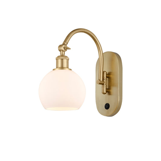 Innovations Athens 6in 1-Light Wall Sconce | Industrial Satin Gold Steel and Matte White Glass | Hallway & Bathroom Accent | Model 918-1W-SG-G121-6