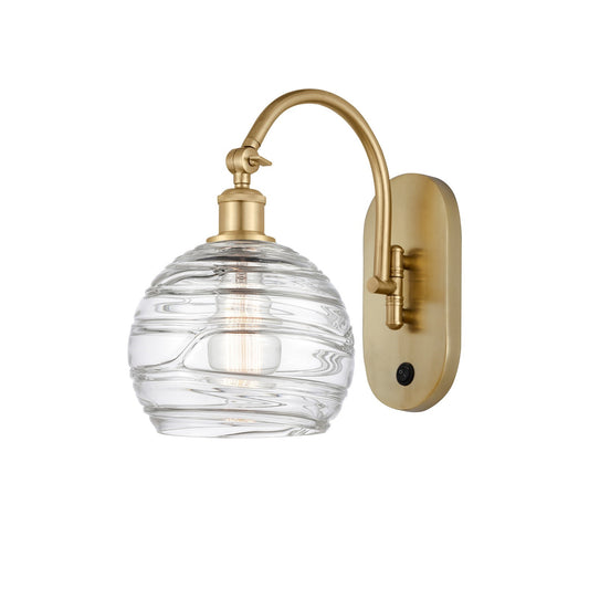 Innovations Athens Deco Swirl 8in 1-Light Wall Sconce | Industrial Satin Gold Steel and Clear Glass | Bathroom & Hallway | Model 918-1W-SG-G1213-8CL
