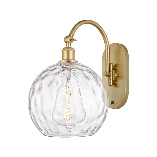 Innovations Athens Water Glass 10in 1-Light Wall Sconce | Industrial Satin Gold Steel and Clear Glass | Bathroom & Hallway | Model 918-1W-SG-G1215-10