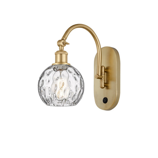 Innovations Athens Water Glass 6in 1-Light Wall Sconce | Industrial Satin Gold Steel and Clear Glass | Hallway & Bathroom Accent | Model 918-1W-SG-G1215-6