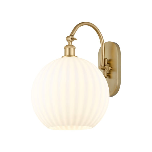 Innovations Lighting Ballston 12in 1-Light Wall Sconce | Industrial Satin Gold Steel and White Venetian Glass | Damp Rated | Model 918-1W-SG-G1217-12WV