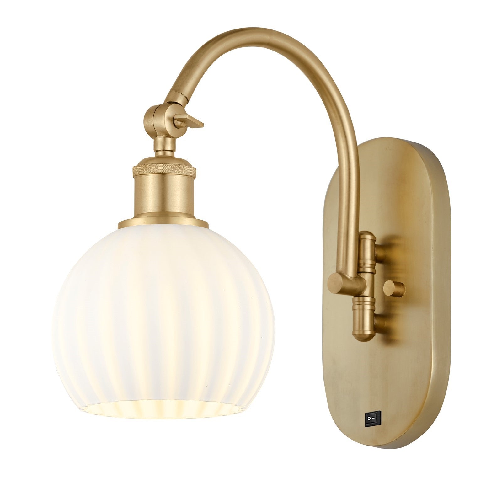 Innovations Lighting Ballston 6in 1-Light Wall Sconce | Industrial Satin Gold Steel and White Venetian Glass | Damp Rated | Model 918-1W-SG-G1217-6WV