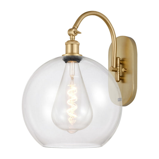 Innovations Athens 12in 1-Light Wall Sconce | Industrial Satin Gold Steel and Clear Glass Globe | Bedroom & Hallway Accent | Model 918-1W-SG-G122-12