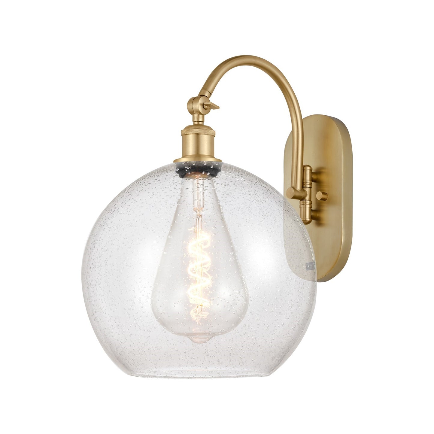 Innovations Athens 12in 1-Light Wall Sconce | Industrial Satin Gold Steel and Seedy Glass | Bedroom & Hallway Accent | Model 918-1W-SG-G124-12