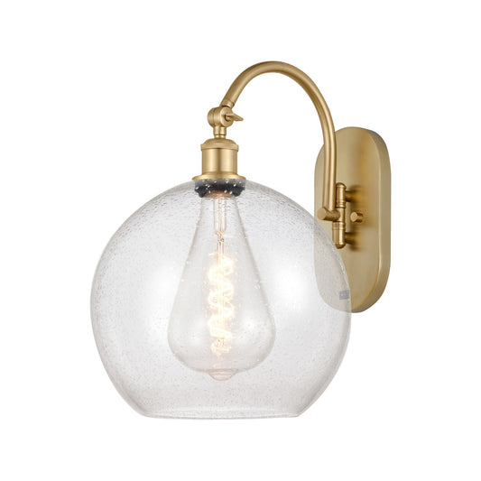 Innovations Athens 12in 1-Light Wall Sconce | Industrial Satin Gold Steel and Seedy Glass | Bedroom & Hallway Accent | Model 918-1W-SG-G124-12