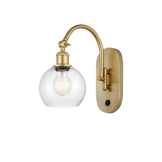 Innovations Athens 6in 1-Light Wall Sconce | Industrial Satin Gold Steel and Seedy Glass | Bedroom & Hallway Accent | Model 918-1W-SG-G124-6