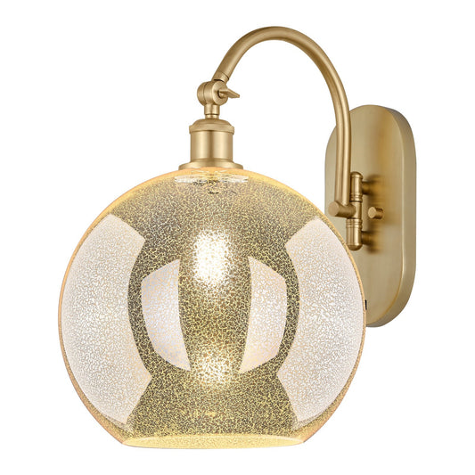 Innovations Athens 12in 1-Light Wall Sconce | Industrial Satin Gold Steel and Mercury Glass | Bedroom & Hallway Accent | Model 918-1W-SG-G128-12