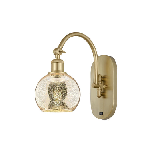 Innovations Athens 6in 1-Light Wall Sconce | Industrial Satin Gold Steel and Mercury Glass | Entryway & Hallway Accent | Model 918-1W-SG-G128-6
